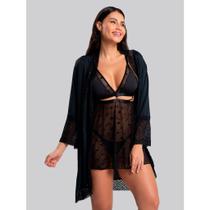 Robe Florallys Feminino em Microfibra e Renda Confortável IMi Lingerie Robe Florallys Feminino em Microfibra e Renda Confortável IMi Lingerie