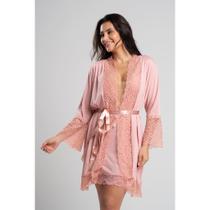 Robe Florallys Feminino em Microfibra e Renda Confortável IMi Lingerie Robe Florallys Feminino em Microfibra e Renda Confortável IMi Lingerie