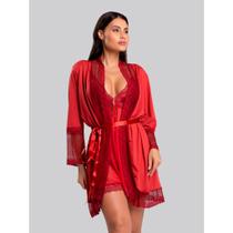 Robe Florallys IMI Lingerie Hobby Feminino em Microfibra e Renda Confortável