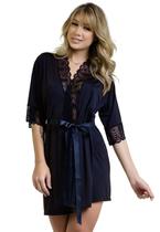 Robe Hoby Microfibra Renda Luxo Sensual Conforto Roupão Sexy Noiva Lua De Mel Chá De Lingerie Robe Hoby Microfibra Renda Luxo Sensual Conforto Roupão Sexy Noiva Lua De Mel Chá De Lingerie