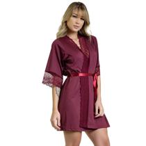 Robe Hoby Microfibra Renda Luxo Sensual Conforto Roupão Sexy Noiva Lua De Mel Chá De Lingerie