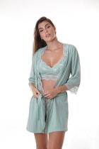 ROBE JADE em microfibra e renda VERDE