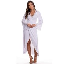 Robe Longo Feminino em Microfibra e Renda Lingerie Roupão Hobby Adulto Estilo Sedutor - ES219 Robe Longo Feminino em Microfibra e Renda Lingerie Roupão Hobby Adulto Estilo Sedutor - ES219