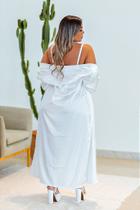Robe Longo Luxo em Cetim Sofisticado Off White - Elegância e Conforto