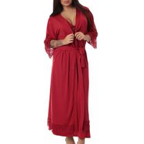 Robe Longo Microfibra Renda Tamanho:MCor:Rubi