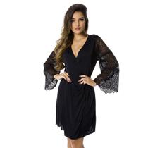 Robe Manga Longa Rendado Feminino Luxo Roupão Lingerie Robe Manga Longa Rendado Feminino Luxo Roupão Lingerie