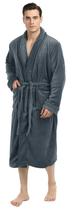 Robe Masculino NY Threads em Plush Fleece com Gola Xale Cinza XL