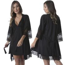 Robe Medusa de Microfibra Light e Renda Feminino Robe Medusa de Microfibra Light e Renda Feminino