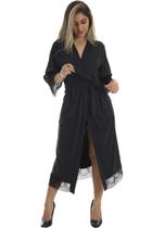Robe Medusa Longo de Microfibra Light e Renda Feminino