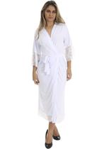 Robe Medusa Longo de Microfibra Light e Renda Feminino