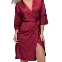 Robe Nupcial DeMillus 31005 Tamanho A Veste P e M Carmim Jérsey Microfibra Punhos em Renda Elástica