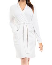 Robe NY Threads de Malha Leve com Textura Waffle, Comprimento até o Joelho, Branco, Tamanho XX-L