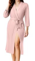 Robe NY Threads, de malha longa, manga 3/4, leve, rosa L