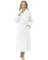 Robe NY Threads Pequeno Plush Fleece Branco com Gola Xale