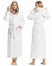 Robe NY Threads X-Large Plush Soft Capuzado de Fleece Branco
