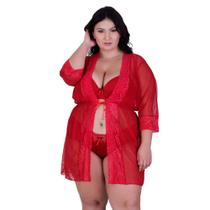 Robe Plus Size Hobby Detahe de Renda Adulto Feminino Robe Plus Size Hobby Detahe de Renda Adulto Feminino
