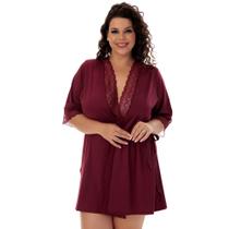 Robe Plus Size Hoby Hobbe Hobe Tamanho Grande Roupa De Dormir Linha Noite Noiva Lua De Mel