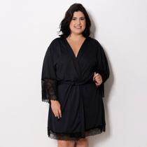 Robe Plus Size Liganet Liso Branco Preto - Ternura Íntima