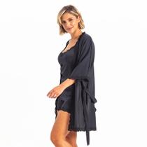 Robe Preto Liso Básico Moda Premium Importado Bordado Sexy