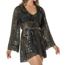 Robe Renda Floral DeMillus 31027 Manga Longa Robe Renda Floral DeMillus 31027 Manga Longa