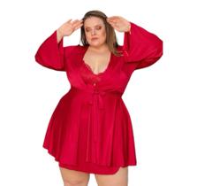 Robe Roby Feminino Plus Size- Manga Longa em Liganete