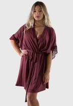 Robe Romantic Renda Feminino Luxo Manga Curta Sexy