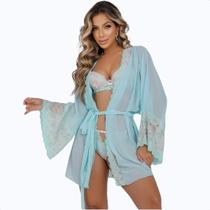 Robe Roupão Feminino Hobby Inverno Lingerie Sensual Cetim Romance Tendência Lindo Lançamento Luxo Tule Renda Sexy Transparente