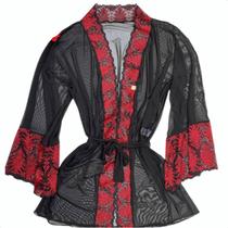 Robe Roupão Feminino Hobby Inverno Lingerie Sensual Cetim Romance Tendência Lindo Lançamento Luxo Tule Renda Sexy Transparente
