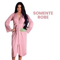 Robe Roupão Longo Com Detalhes em Renda Elegante Romantic Lingerie Feminino