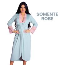 Robe Roupão Longo Com Detalhes em Renda Elegante Romantic Lingerie Feminino