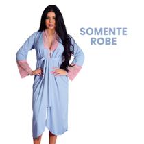 Robe Roupão Longo Com Detalhes em Renda Elegante Romantic Lingerie Feminino