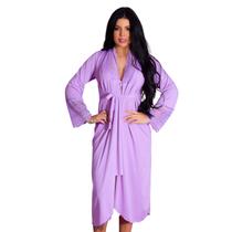 Robe Roupão Longo Feminino Romantic com Renda Elegante e Confortável Ideal para Noite ou Presente