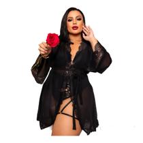 Robe Sensual Plus Size- Robe Ousadia - Renda Francesa Robe Sensual Plus Size- Robe Ousadia - Renda Francesa