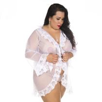 Robe Sensual Plus Size Tentação Pimenta Sexy Branca - Sexshop