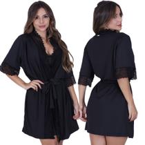 Robe Sofia de Microfibra Light e Renda Feminino