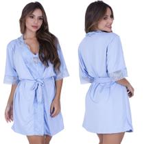 Robe Sofia de Microfibra Light e Renda Feminino