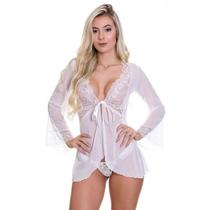 Robe Transparente em Tule e Renda Lingerie Moda de Baixo - VC3329