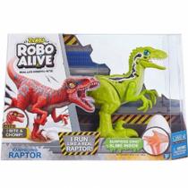 Robo Alive Dinossauro Rampaging Raptor Verde +Ovo Dino Slime