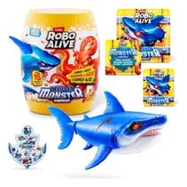 Robo Alive Monstros Marinhos Se Ativa Dentro DAgua Luz e Movimento Tubarão Candide