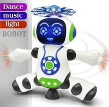 Robô Amigo Dança Gira 360 Graus Luz Colorido Musica Presente