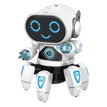 Robo Aranha Com 6 Pernas Brinquedo Dançarino Led Cor Branco - Boneco Robô Dançarino