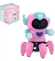 Robô Aranha Rosa Dançarina Som Luz Brinquedo Menina Infantil