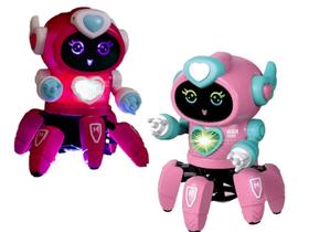 Robô Aranha Rosa Lady Com Movimentos Sons e Luzes Rotação dos Pés - Fun Game