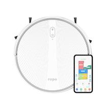 Robô Aspirador Ropo Laser Slim Branco, Ultrafino, Limpeza Inteligente, Conexão com Alexa e Google Assistente.