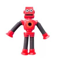Robô Brinquedo Tubo Estica Gruda Ventosa Led Vermelho - OEM