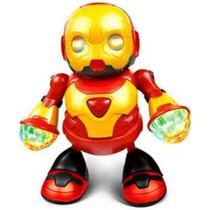 Robô Dançarino Anda E Dança Toca Música e Pisca Luzes Coloridas 3D Brinquedo Infantil Bebê