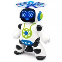 Robô Dançarino Brinquedo Com Hélice Gira 360 Luzes e Sons