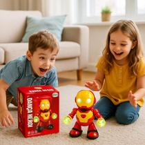 Robô Dançarino Homem Ferro Luz Som Urso Personagem Fantasia Brinquedo Menino Herói Presente Boneco