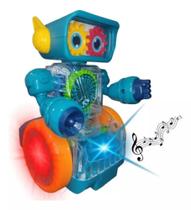 Robô De Brinquedo Com Luz E Som Transparente Com Engrenagem - FUNGAME