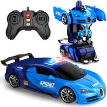 Robô de transformação AONEPTR de carro de controle remoto azul com LED